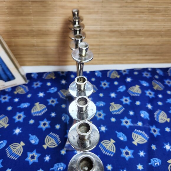 Menorah Silver Plated Hadany Arts & Crafts Jerusalem Vintage Design Candles Inc. - Picture 7 of 10